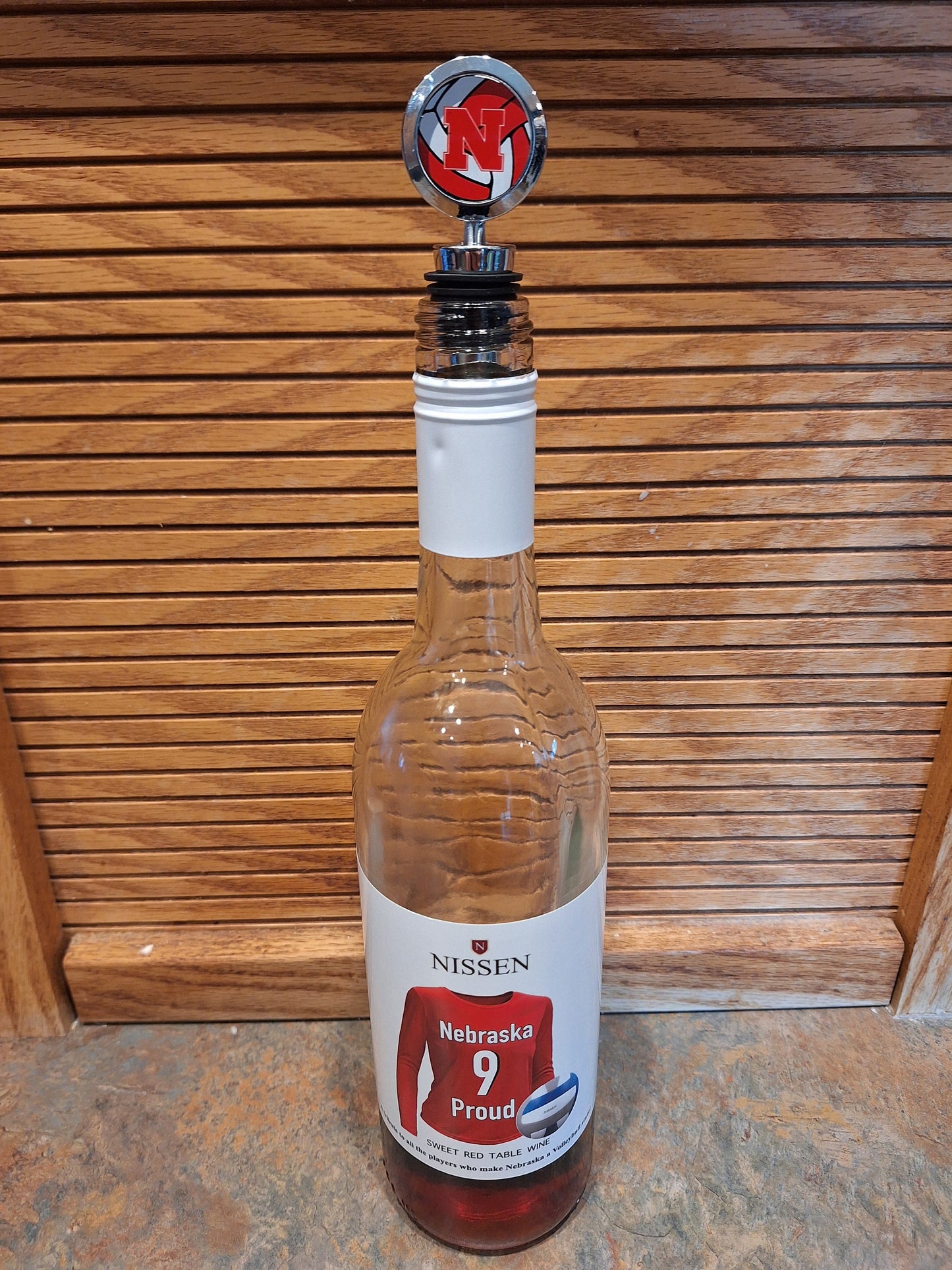 Nebraska Volleyball "N" Chrome Wine Stopper