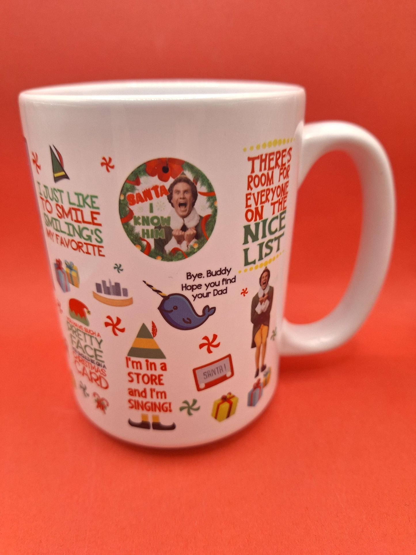 15oz Elf Christmas Coffee Mug 100% Dishwasher and Microwave Safe Sublimation Ink
