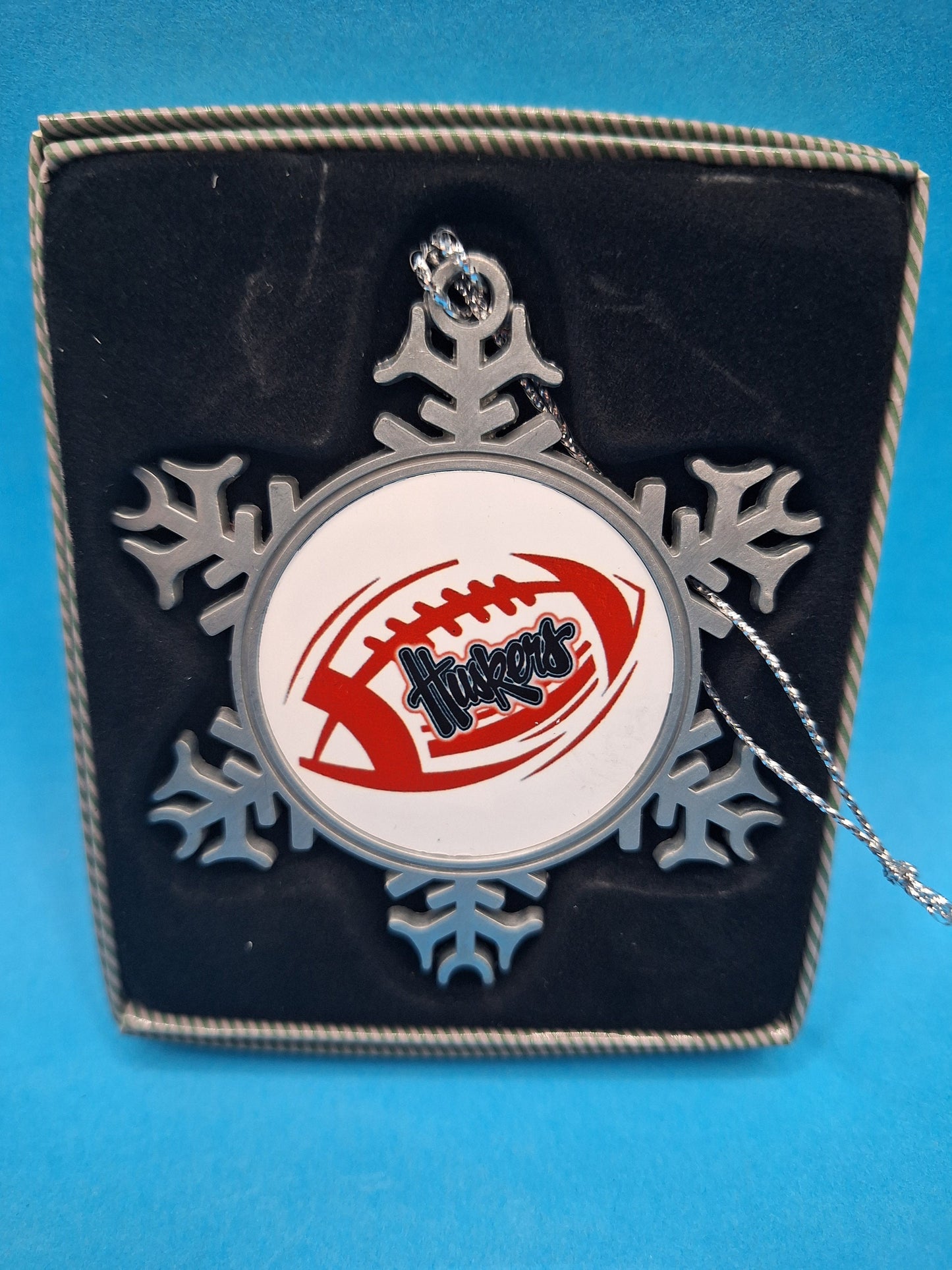 Husker Red Football Pewter Snowflake Ornament