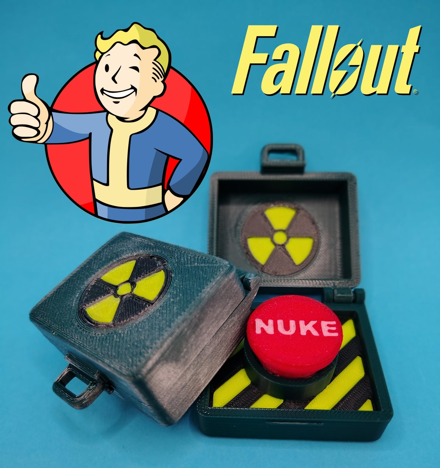 Fallout Inspired Mini Nuke Briefcase with Click Button – Collectible Gift for Fans, Desktop Fidget Toy