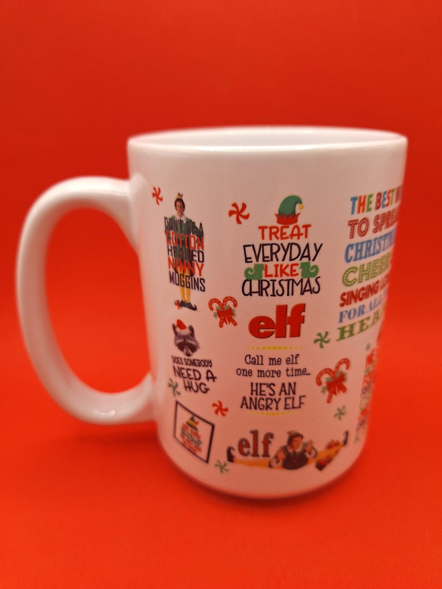 15oz Elf Christmas Coffee Mug 100% Dishwasher and Microwave Safe Sublimation Ink