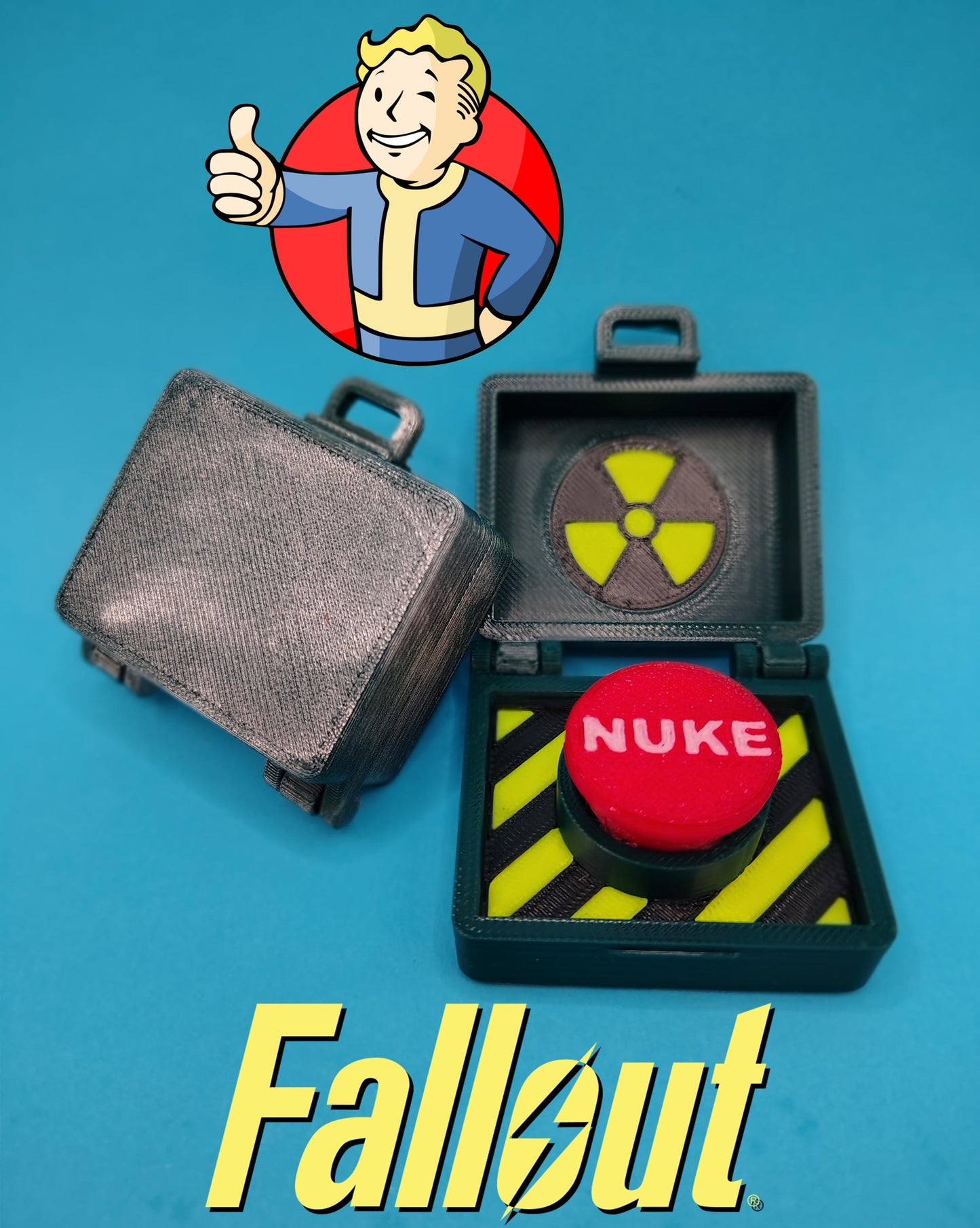 Fallout Inspired Mini Nuke Briefcase with Click Button – Collectible Gift for Fans, Desktop Fidget Toy