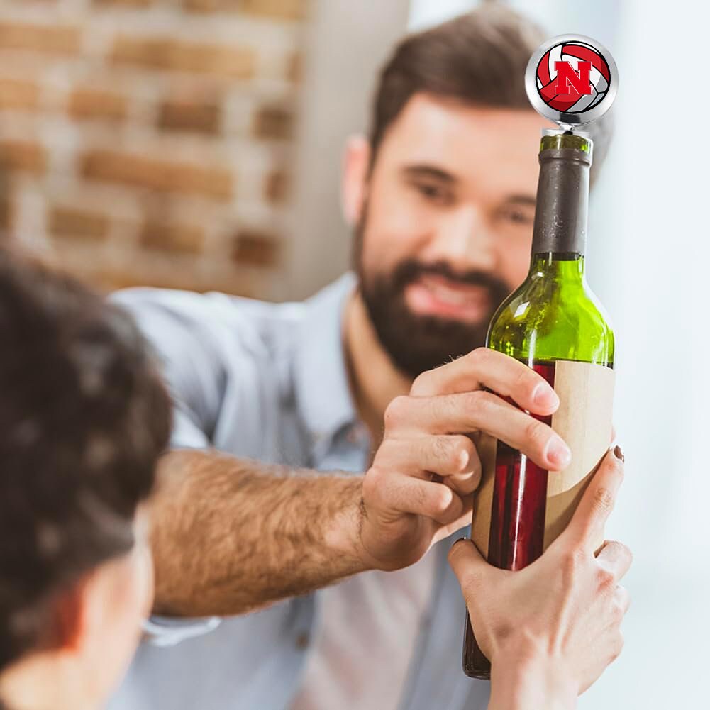 Nebraska Volleyball "N" Chrome Wine Stopper