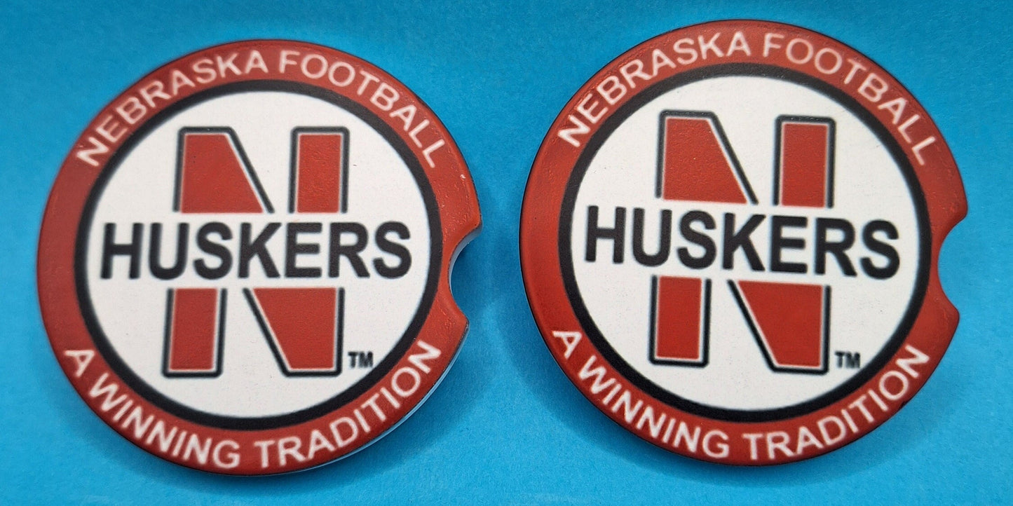 Nebraska Husker Football Tradition 2-pk Ceramic Car coasters