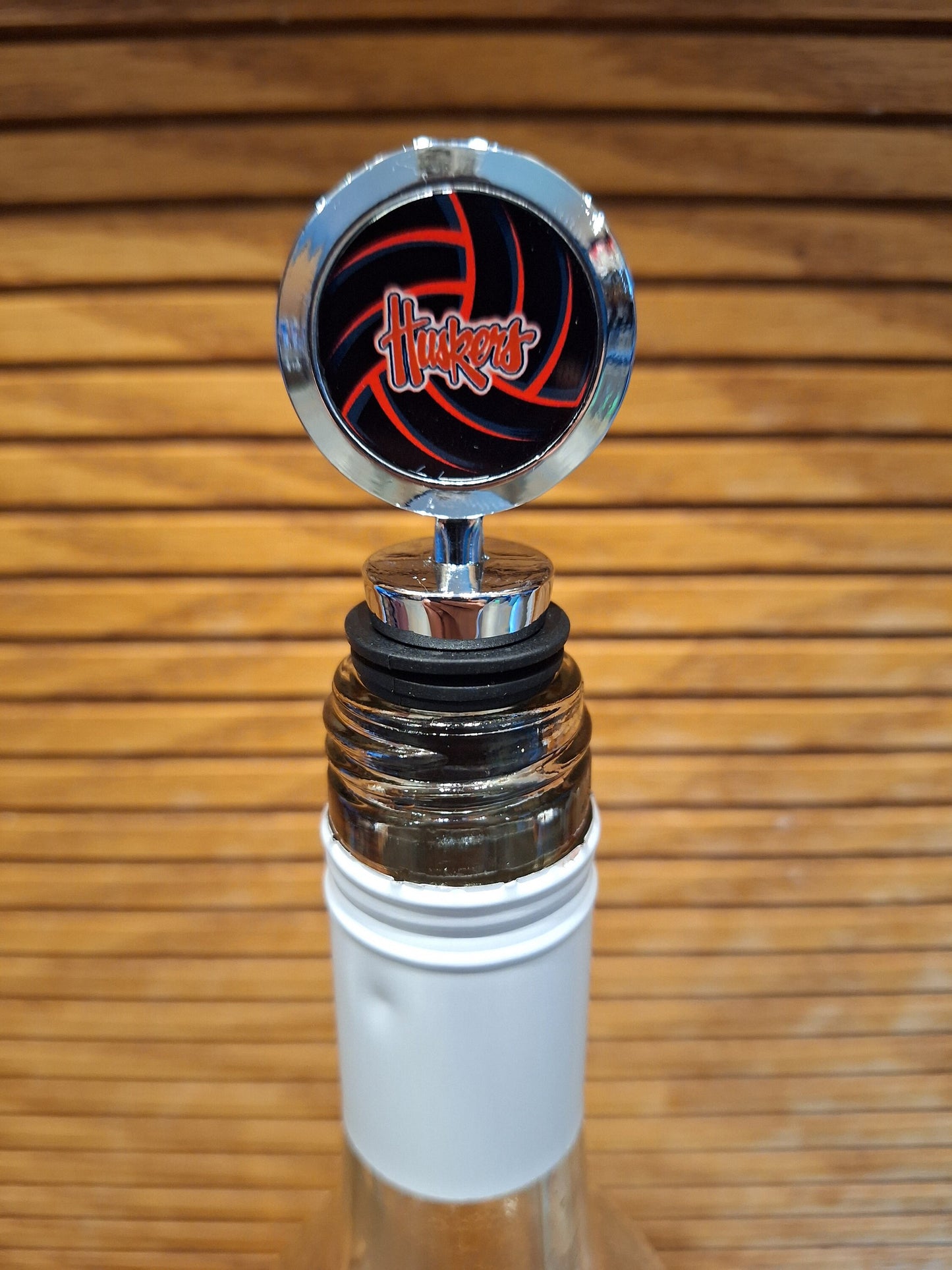 Nebraska Volleyball Huskers Chrome Wine Stopper