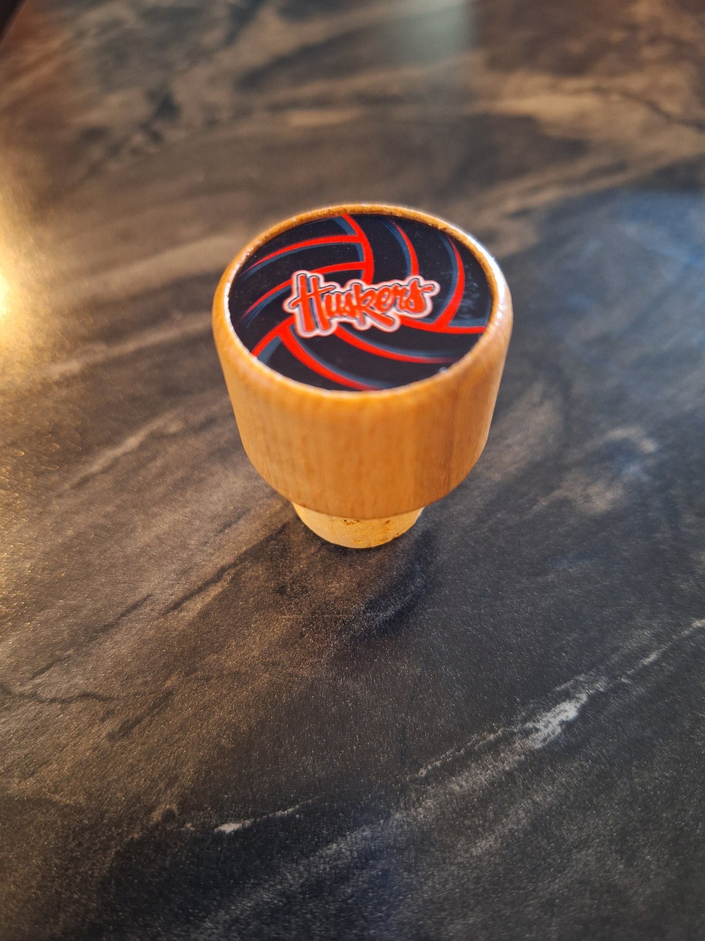 Nebraska Volleyball Black Huskers Cork Wine Stopper