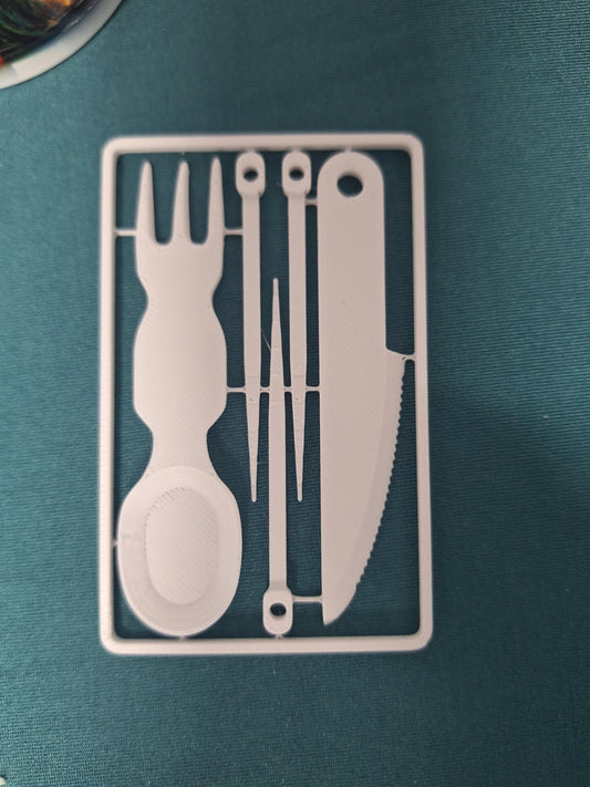 Camping Utensils Credit Card Size Flat-Pack Kit - Spoon, Fork, Knife and Toothpicks Compact Travel Cutlery Set for Hiking and Backpacking
