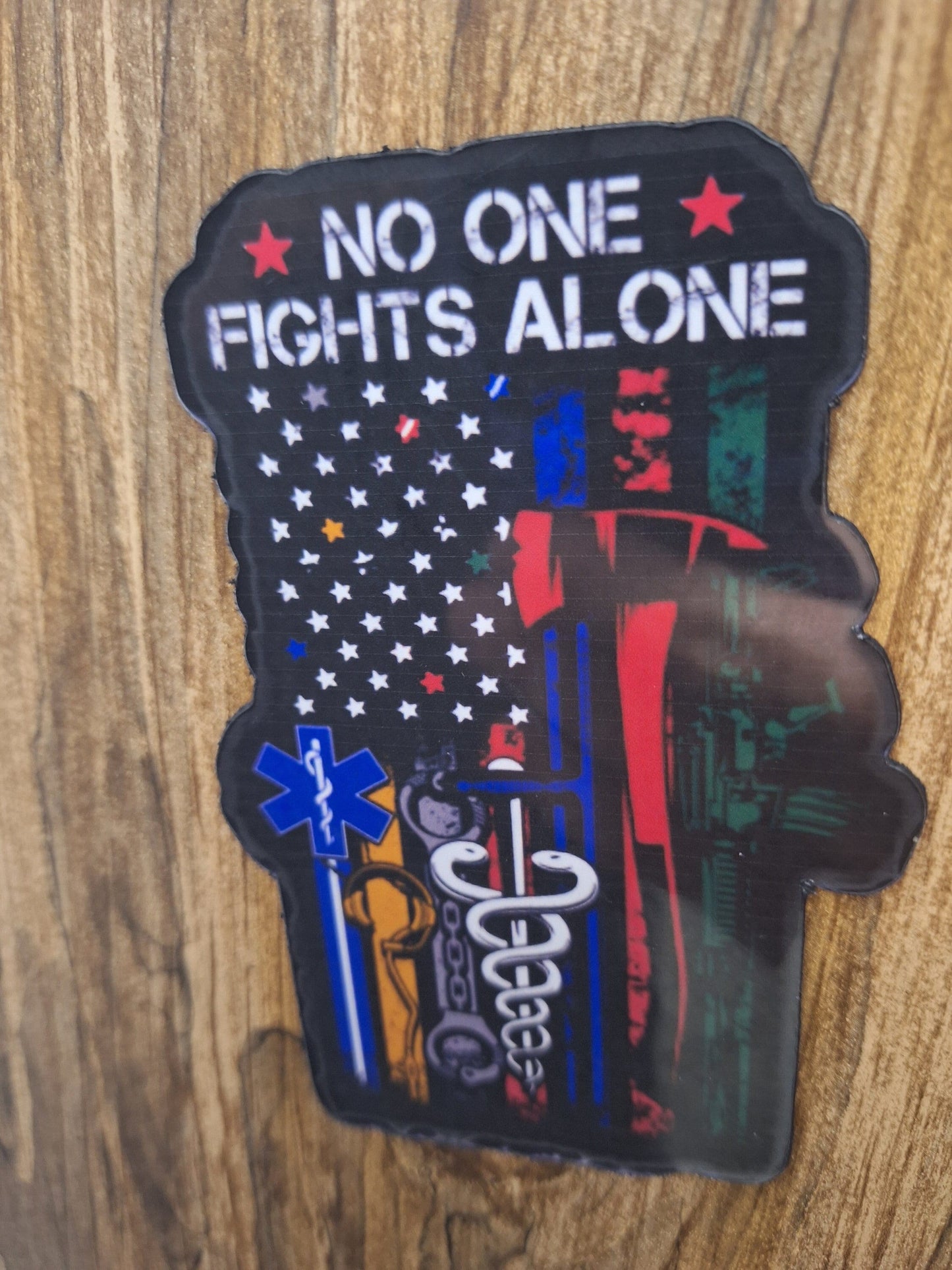 No One Fights Alone Magnet Premium Waterproof Vinyl 4.25x3.0 inches