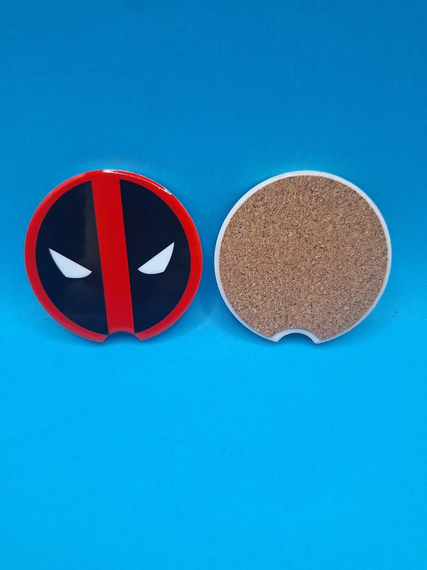 Deadpool Wolverine Car Coasters, 2-PK Ceramic Coasters with Cork Backing, Unique Gift for Marvel Fans  Car Accessories