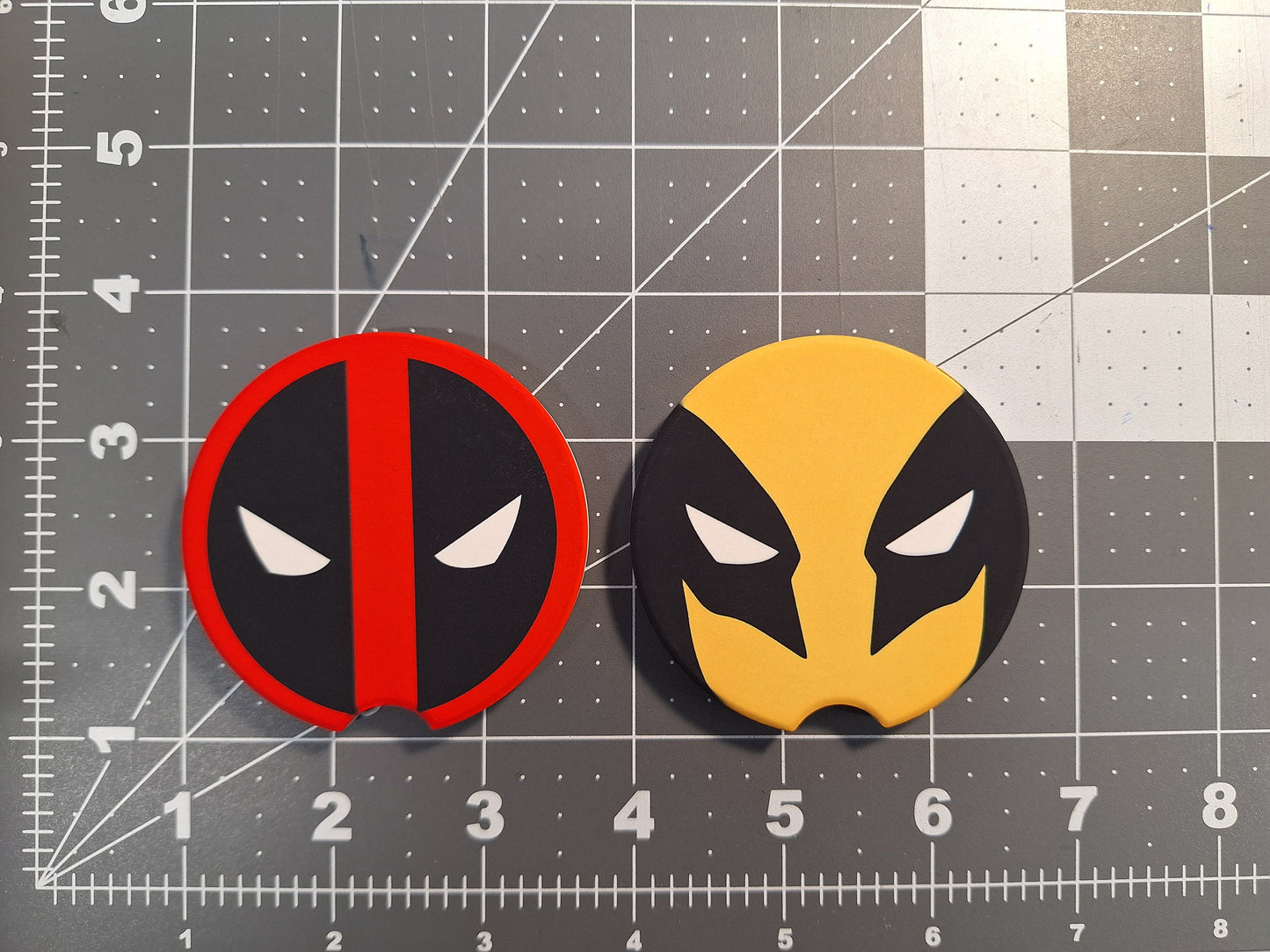 Deadpool Wolverine Car Coasters, 2-PK Ceramic Coasters with Cork Backing, Unique Gift for Marvel Fans  Car Accessories