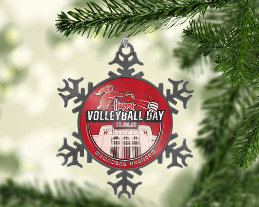 Husker Volleyball Day Pewter Snowflake Ornament