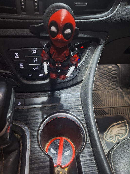 Deadpool Flexi with Magnet and Car Coaster Set - Marvel Car Accessory, Cup Holder Protector, Gift for Deadpool Fans