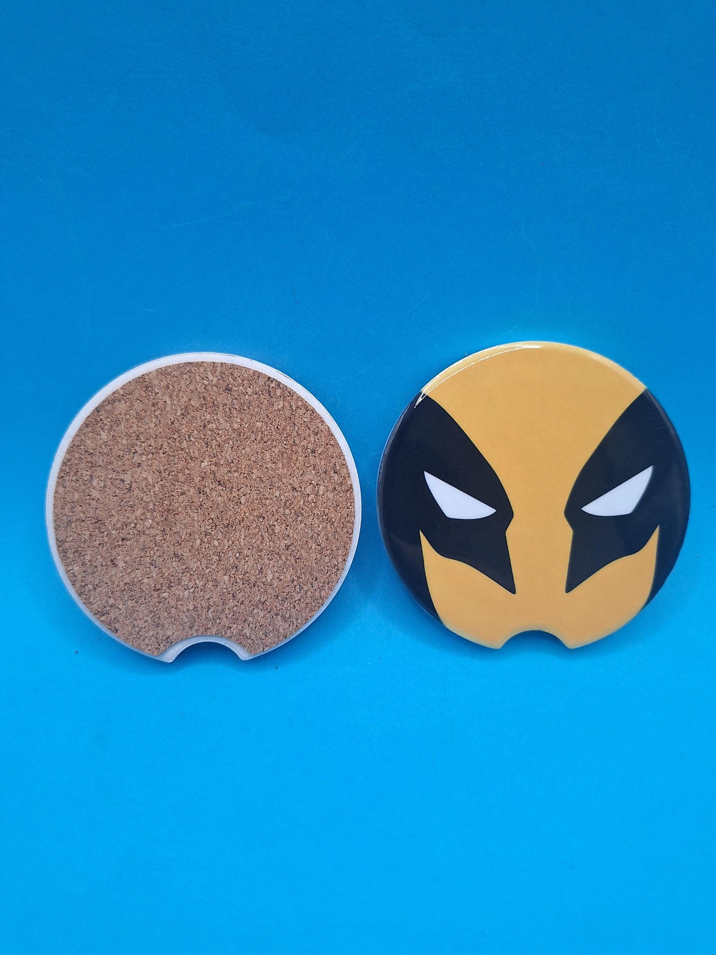 Deadpool Wolverine Car Coasters, 2-PK Ceramic Coasters with Cork Backing, Unique Gift for Marvel Fans  Car Accessories