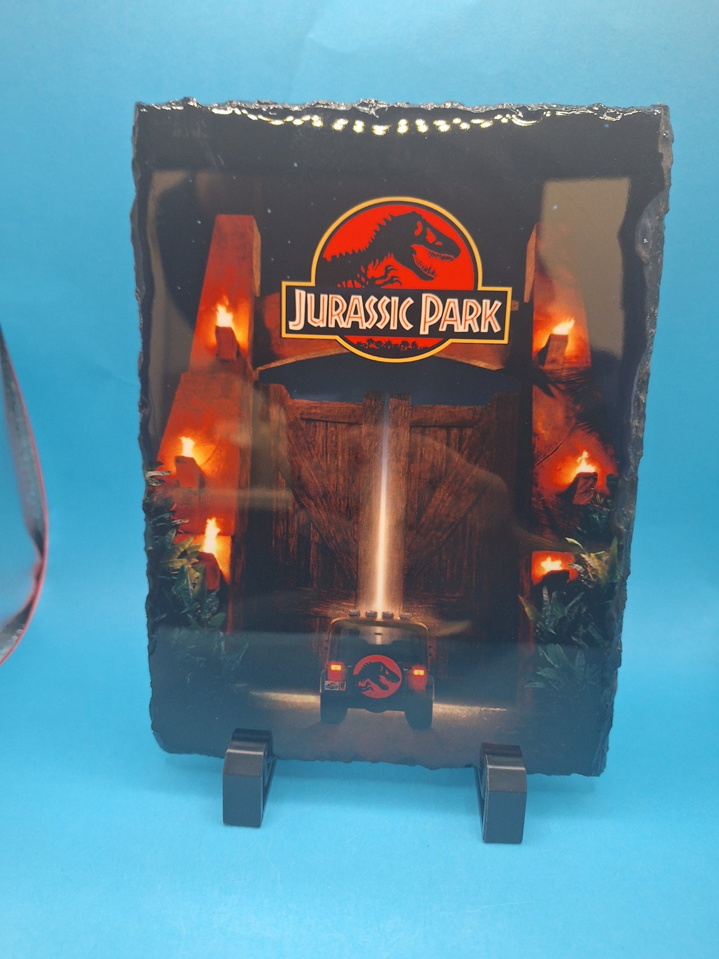 Jurassic Park Gate Photo Slate w/ Black Feet Stand 5.5inx7.5in