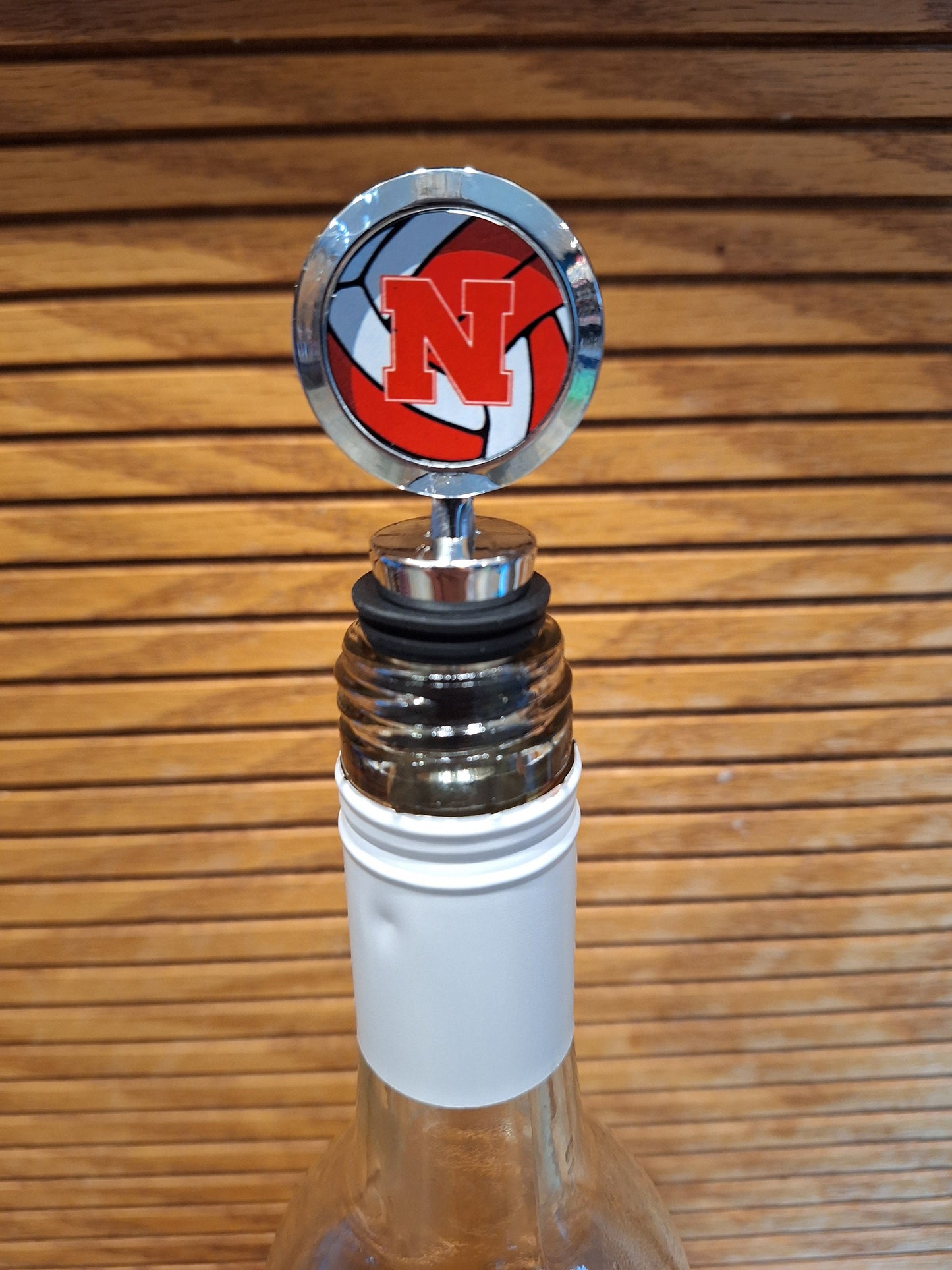 Nebraska Volleyball "N" Chrome Wine Stopper