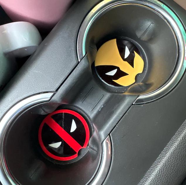 Deadpool Wolverine Car Coasters, 2-PK Ceramic Coasters with Cork Backing, Unique Gift for Marvel Fans  Car Accessories