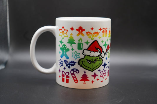 Grinchmas Colorful 11oz Coffee Mug 100% Dishwasher and Microwave Safe Sublimation Ink