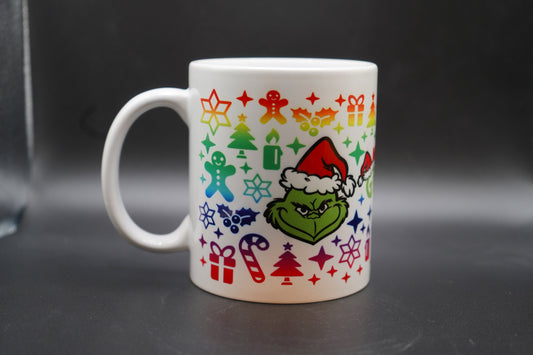 Grinchmas Colorful 11oz Coffee Mug 100% Dishwasher and Microwave Safe Sublimation Ink