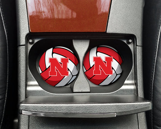 Husker Volleyball Nebraska NCAA Ceramic Car Coasters (2-PK)