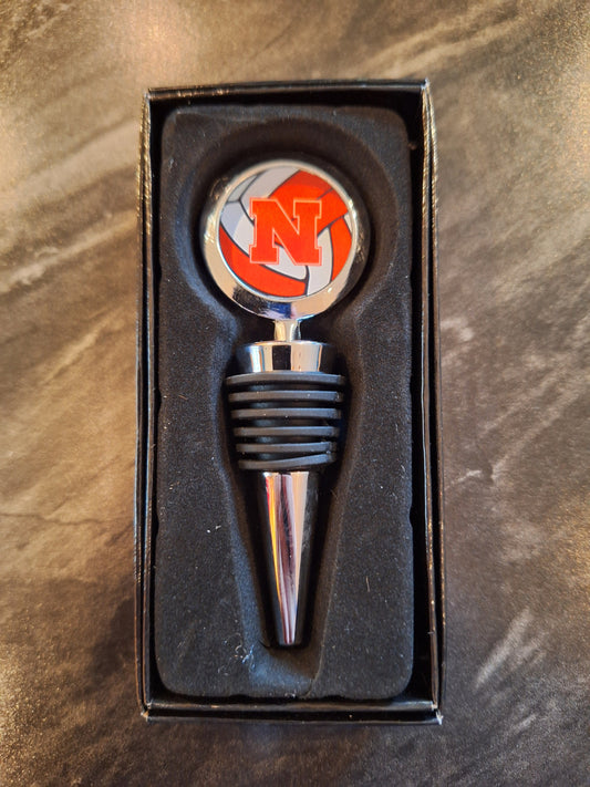 Nebraska Volleyball "N" Chrome Wine Stopper