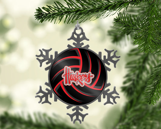 Husker Volleyball Pewter Snowflake Ornament