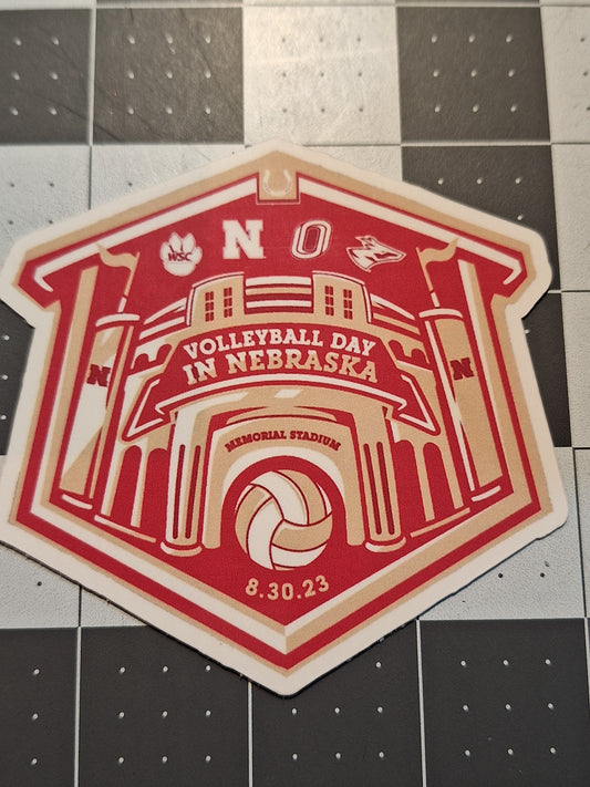 Husker Volleyball Day 8-30-23 Sticker 2-pack Water Resistant Vinyl Laminated