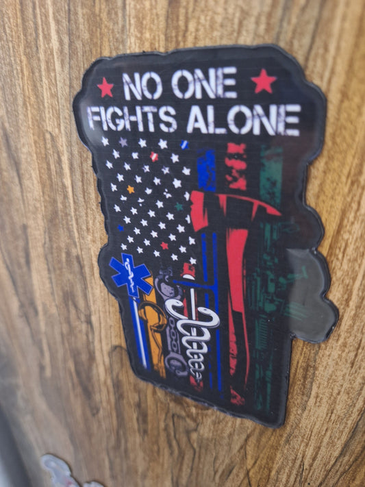 No One Fights Alone Magnet Premium Waterproof Vinyl 4.25x3.0 inches