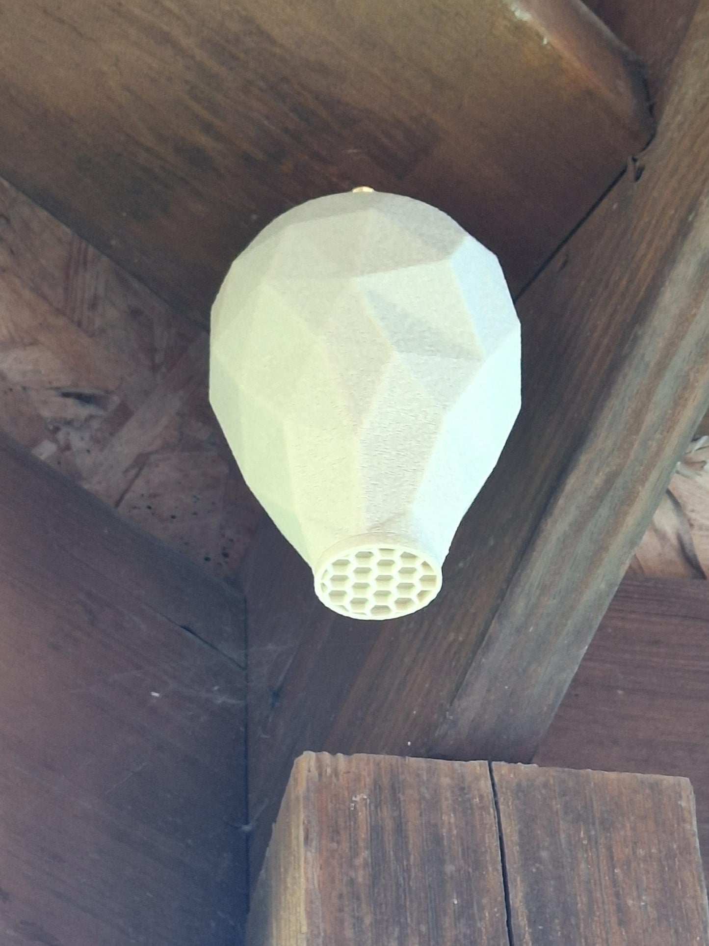 Hornets Nest Decoy Low Poly Design with Hook or Velcro for Hanging – Realistic Wasp Deterrent Garden Decor